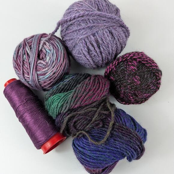 Unbranded Other - Purple Blue Fiber Lot Bundle Specialty Yarn Thread Craft Knit Crochet Embroider